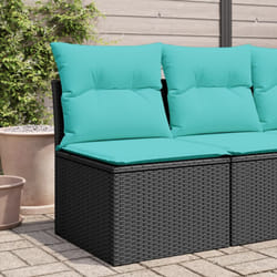 vidaXL Patio Chair Armless with Cushions Black Poly Rattan