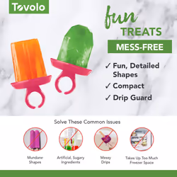Tovolo Jewel Ring Ice Pop Molds  DripGuard Handle  125 Ounce Popsicles  Set of 6