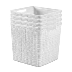 Curver Jute Decorative Plastic Organization and Storage Basket Perfect Bins for Home Office  Closet Shelves  Kitchen Pantry and All Bedroom Essentials