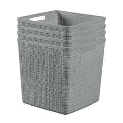 Curver Jute Decorative Plastic Organization and Storage Basket Perfect Bins for Home Office  Closet Shelves  Kitchen Pantry and All Bedroom Essentials