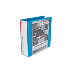 Universal 20753 Deluxe Round Ring Vinyl View Binder  3&apos;&apos; Capacity  Light Blue