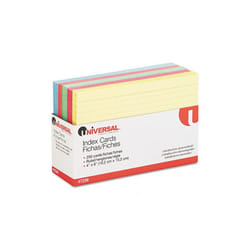 Universal 47236 Index Cards  4 x 6  Blue/Salmon/Green/Cherry/Canary  250/Pack