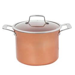 CONCORD 7 QT Copper Non Stick Stock Pot Casserole Coppe-Ramic Series Cookware Induction Compatible