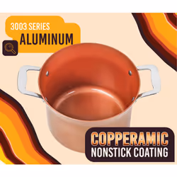 CONCORD 7 QT Copper Non Stick Stock Pot Casserole Coppe-Ramic Series Cookware Induction Compatible
