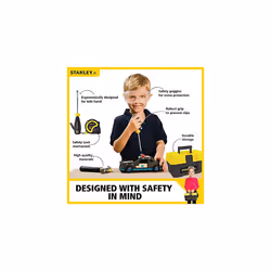 Stanley Jr. - Tool Box and 5 pcs Set of Tools, Tool Set Ages 5+ (TBS001-05-SY), Mixed
