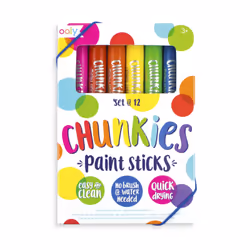 OOLY Chunkies Paint Sticks, Black, Blue, Brown, Green, Navy, Orange, Pink, Red, Violet, White, Yellow, Paint marker, Hard, 12 ...