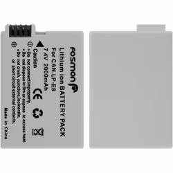 Fosmon LP-E8 High Capacity Lithium-Ion Rechargeable Replacement Battery Compatible with Canon EOS 700D / 550D / 600D / 650D, Rebel T2i / T3i / T4i /