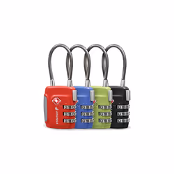 TSA Accepted Cable Luggage Locks, 3 Digit Combination with Open Alert Indicator, Alloy Body and Release Button for