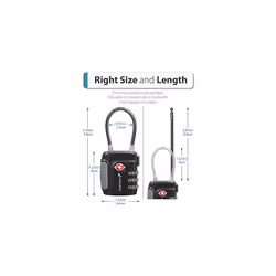 TSA Accepted Cable Luggage Locks, 3 Digit Combination with Open Alert Indicator, Alloy Body and Release Button for