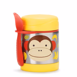 Skip Hop Zoo Insulated Food Jar Monkey, Jar, Round, 0.325 L, Brown, Red, Stainless steel, Yellow, Stainless steel, Twist