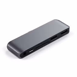 Satechi ST-MPHSDM, Wired, USB 3.2 Gen 2 (3.1 Gen 2) Type-C, 60 W, Black, Black, MicroSD (TransFlash), SD