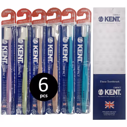 [KENT] COMPACT Small Head Extra Soft Toothbrush for Sensitive Teeth  Gums for Adults & Teens with Braces - (Set of 6)