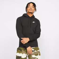 Nike Mens Club Hoodies Pullover Fleece - Black, Medium