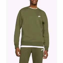 Nike Mens Club Crew Neck Sweatshirt Jumper Green - Large
