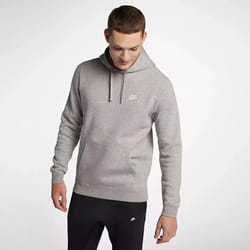 Nike Mens Club Hoodies Pullover Fleece - Grey, Medium
