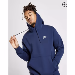 Nike Mens Club Hoodies Pullover Fleece - Navy, Large