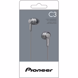 Pioneer SE-C3T(H) In-Ear Headphones (Aluminium body, Control panel, Microphone, Silicone earplug, light-compact-convenient, Industrial Design, for iPh