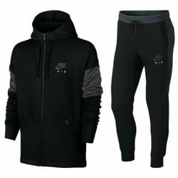 Nike Air Black Tracksuit Mens Full Set Hoodie Pant - Small
