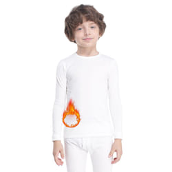 Subuteay Boys Thermal Top Fleece Lined Long Johns Long Sleeve Undershirts Baselayer for Kids White X-Small