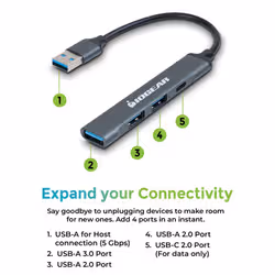 iogear GUH304C interface hub USB 3.2 Gen 1 (3.1 Gen 1) Type-A 5000 Mbit/s Grey - Additional view 3