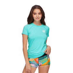 Body Glove Women's Standard Smoothies in-Motion Solid Short Sleeve Rashguard with UPF 50+  Sea Mist  Large