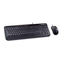 Microsoft Wired Desktop 600, Full-size (100%), Wired, USB, QWERTY, Black, Mouse included