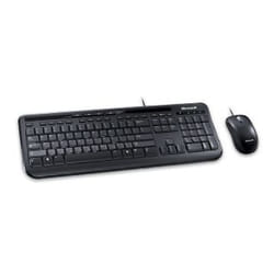 Microsoft Wired Desktop 600 keyboard Mouse included Universal USB QWERTY UK English Black