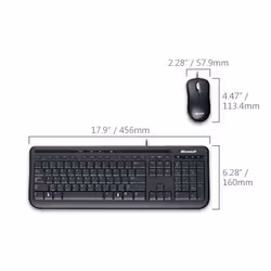 Microsoft Wired Desktop 600 keyboard Mouse included Universal USB QWERTY UK English Black - Additional view 4