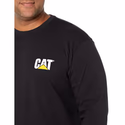 Caterpillar Men's Trademark Banner Long Sleeve Tee Shirts with Center Back Neck Wire Management Loop and CAT Logo  Black - Small