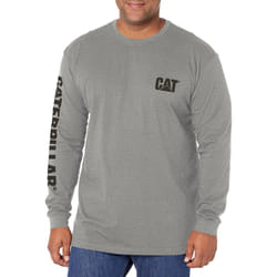 Caterpillar Men's Trademark Banner Long Sleeve Tee Shirts with Center Back Neck Wire Management Loop and CAT Logo  Dark Heather Grey - Small
