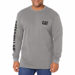 Caterpillar Men's Trademark Banner Long Sleeve Tee Shirts with Center Back Neck Wire Management Loop and CAT Logo Dark Heath ...