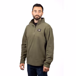 Caterpillar Cat Microfleece Quarter Zip Polyester Men's Green Sweatshirt - Green, XXL