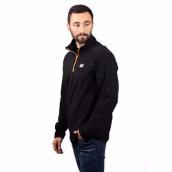 Caterpillar Cat Microfleece Quarter Zip Polyester Men's Black Sweatshirt - Black, L