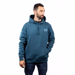Caterpillar Trademark Banner Cotton Men's Blue Hooded Sweatshirt - Blue, XL