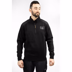 Caterpillar Essential 1/4 Zip Polyester Men's Black Sweatshirt - Black, M