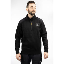 Caterpillar Essential 1/4 Zip Polyester Men's Black Sweatshirt - Black, M