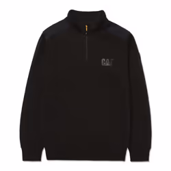 Caterpillar Essential 1/4 Zip Polyester Men's Black Sweatshirt - Black, M