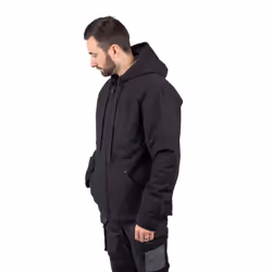 Caterpillar Hooded Sherpa Lined Men's Black Fleece Jacket - Black, L