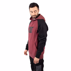 Caterpillar Raglan Cotton Men's Red Hooded Sweatshirt - Red, XXL
