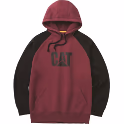 Caterpillar Raglan Cotton Men's Red Hooded Sweatshirt - Red, XXL