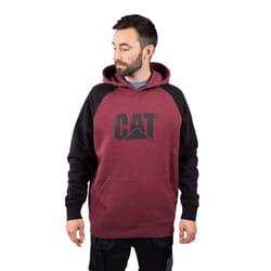 Caterpillar Raglan Cotton Men's Red Hooded Sweatshirt - Red, XXXL