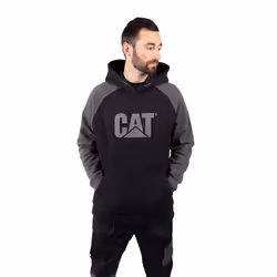 Caterpillar Raglan Cotton Men's Black Hooded Sweatshirt - Black, L