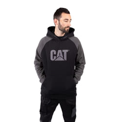 Caterpillar Raglan Cotton Men's Black Hooded Sweatshirt - Black, L