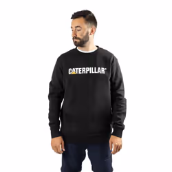 Caterpillar Midweight Crewneck Cotton Men's Black Sweatshirt - Black, XXXXL