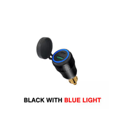 Motorcycle Aluminium DIN Hella Plug Dual USB Quick Charger Adapter LED - Blue Light Type-C