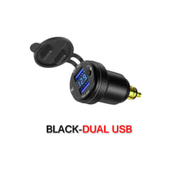 Motorcycle Aluminium DIN Hella Plug Dual USB Quick Charger Adapter LED - Black