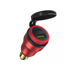Dual USB Quick Charger DIN Hella Type C Digital Display Adapter For BMW - C Red-Red Light