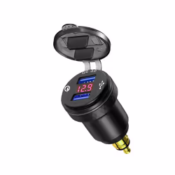 Dual USB Quick Charger DIN Hella Type C Digital Display Adapter For BMW - A Black Red