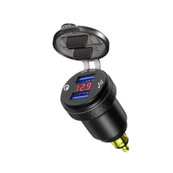 Dual USB Quick Charger DIN Hella Type C Digital Display Adapter For BMW - A Black Red