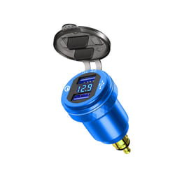Dual USB Quick Charger DIN Hella Type C Digital Display Adapter For BMW - A Blue-Blue Screen